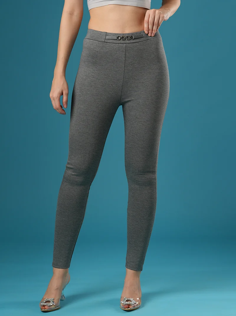 Globus Women Skinny Fit Mid Rise Stretchable Treggings