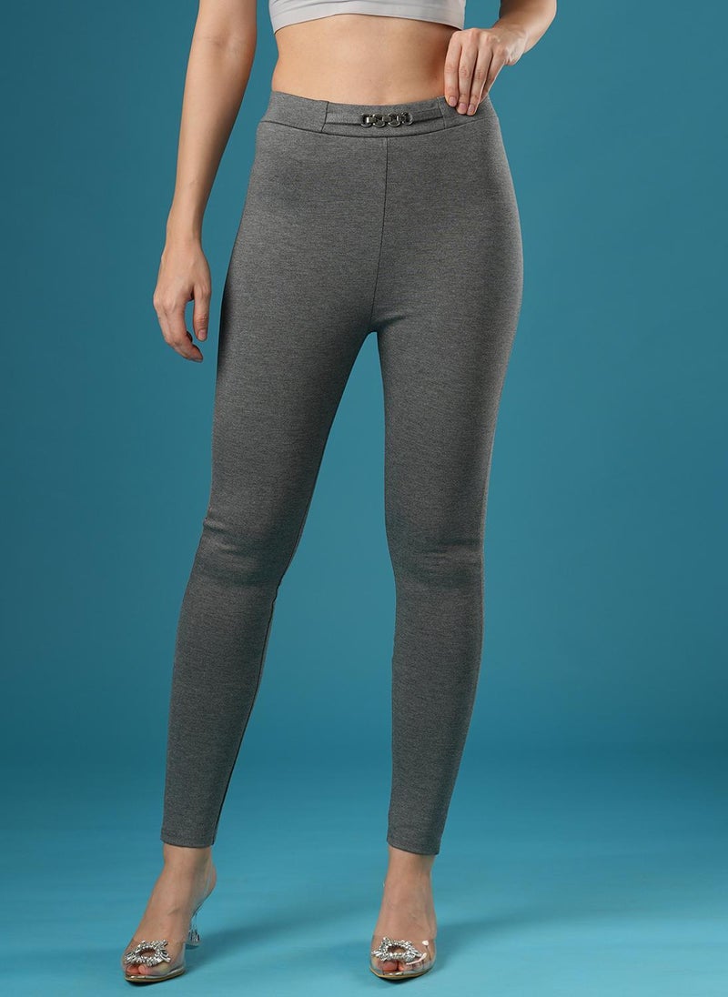 Globus Women Skinny Fit Mid Rise Stretchable Treggings - Image 1