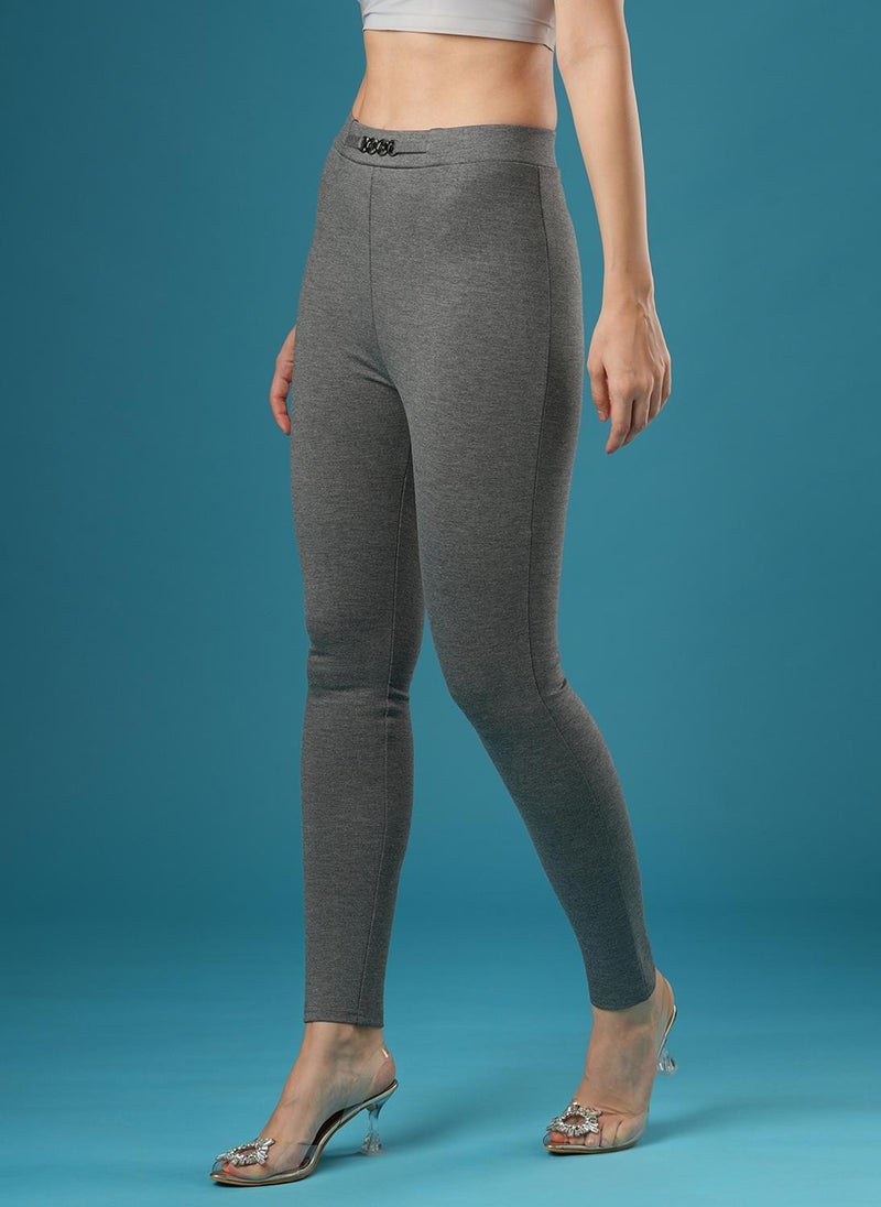 Globus Women Skinny Fit Mid Rise Stretchable Treggings - Image 3