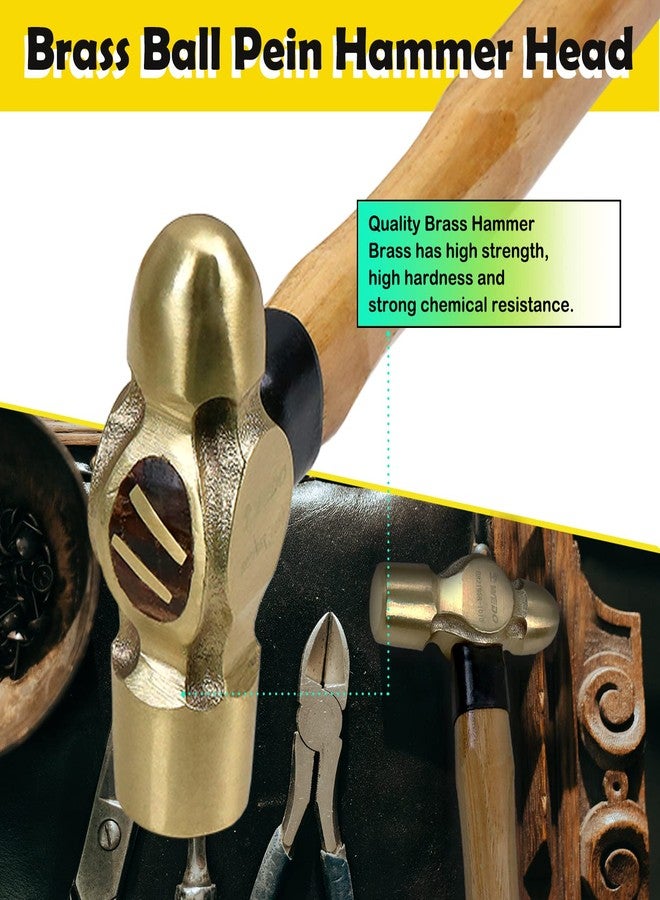WEDO 1/2 Pound Ball Peen Hammer, Brass Ball Pein Hammer with Wooden Handle, 8oz, Length 280mm(11""), Corrosion Resistant, Die-Forged, BR2105B-1002N1 - Image 3