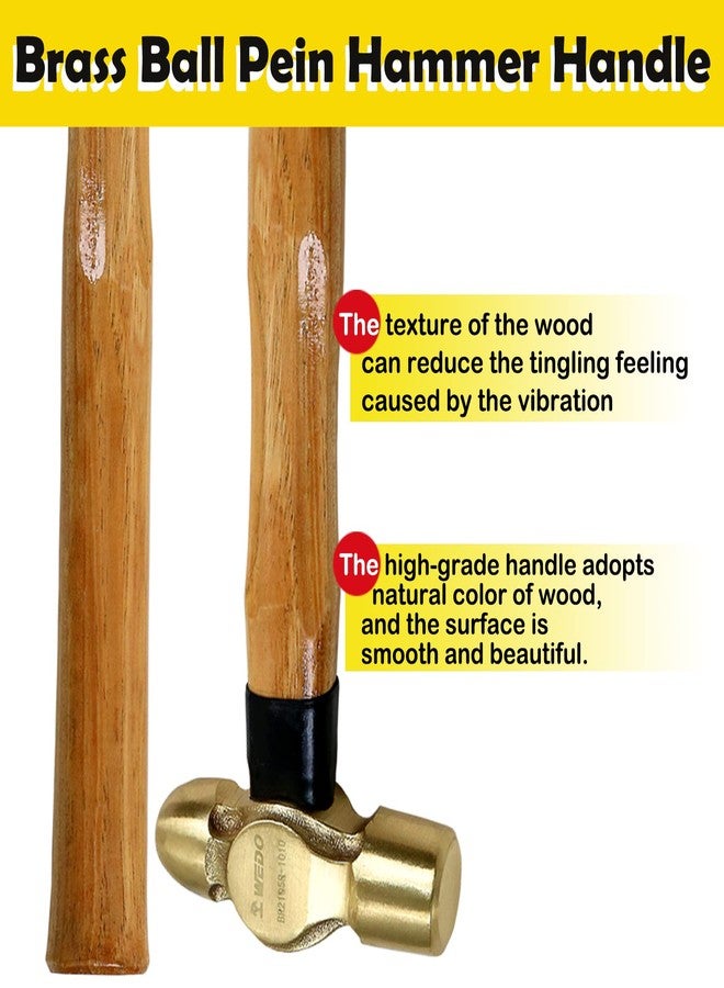WEDO 1/2 Pound Ball Peen Hammer, Brass Ball Pein Hammer with Wooden Handle, 8oz, Length 280mm(11""), Corrosion Resistant, Die-Forged, BR2105B-1002N1 - Image 4