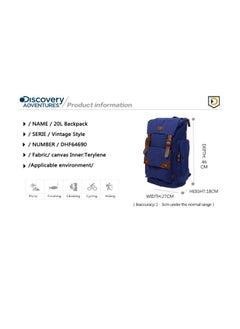 Discovery Discovery Adventures Vintage Canvas Backpack 20 L, Rucksack, Satchel Travel, School Laptop Bag, Casual Daily Bags, Blue  - Image 4
