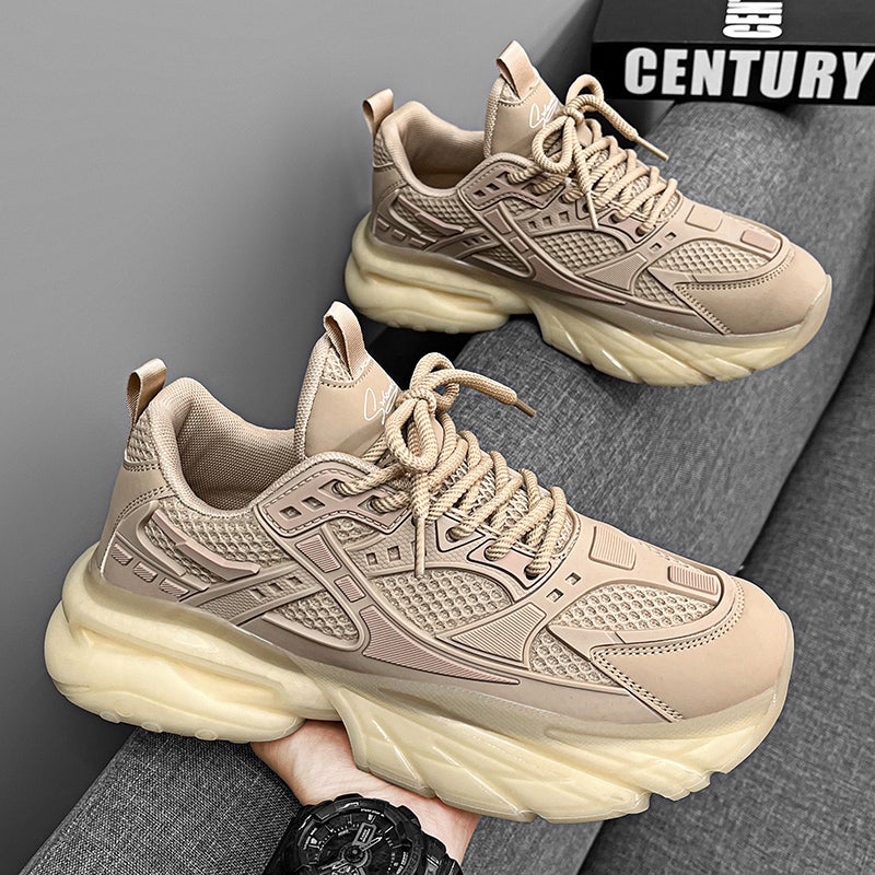 Men'S Shoes Summer Breathable Pure Black Thick Sole Increased Black Samurai Mesh Casual Sneaker Torre Trendy Shoes - Image 2