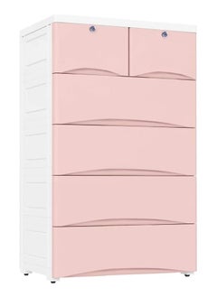 Cool Baby COOLBABY Plastic Cabinet 6 Drawers Storage Dresser,Small Closet Drawers Organizer Unit for Clothes,Toys,Bedroom,Playroom Wide, 60CM Pink  - Image 1