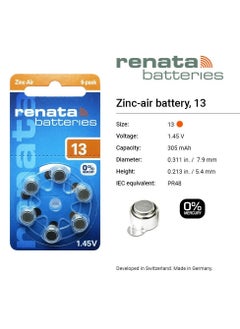Renata 60-Pieces Renata (Size 13) Hearing Aid 1.45V Zinc-Air 0% Mercury Batteries  - Image 2