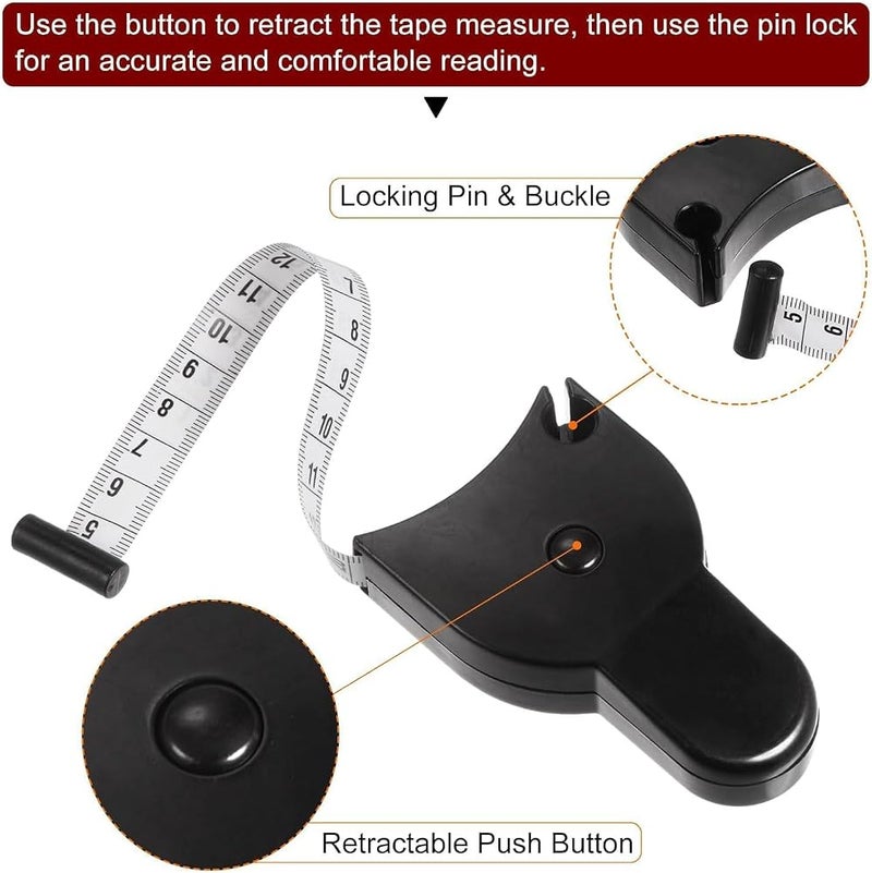 Aputue Body Measuring Tape, 2 Pack Black 150cm Body Tape Measure, Professional Body Measurement Tool for Accurate Waist Measurements, Sewing and Crafting - Image 2