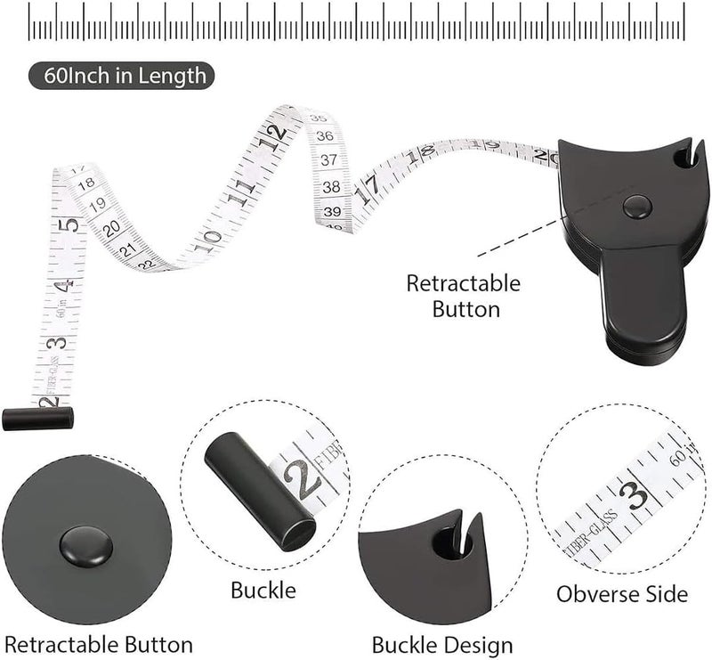 Aputue Body Measuring Tape, 2 Pack Black 150cm Body Tape Measure, Professional Body Measurement Tool for Accurate Waist Measurements, Sewing and Crafting - Image 3