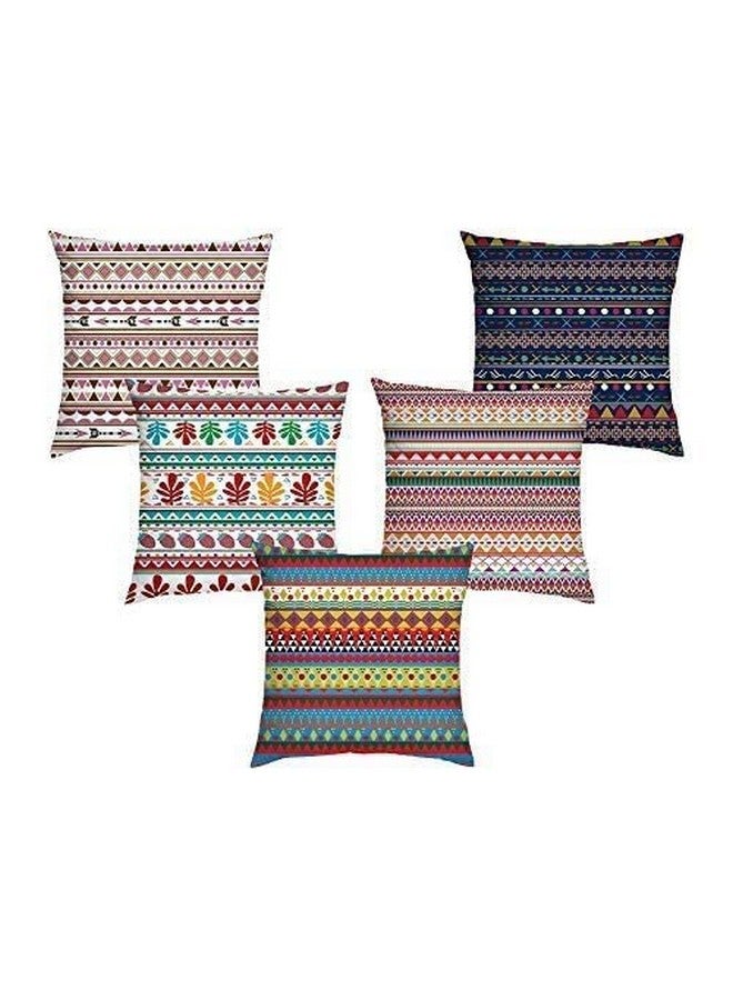 AEROHAVEN Set of 5 Designer Decorative Throw Pillow/Cushion Covers - 16 x 16 inches, Multi, Polyester, 150 tc - Image 2