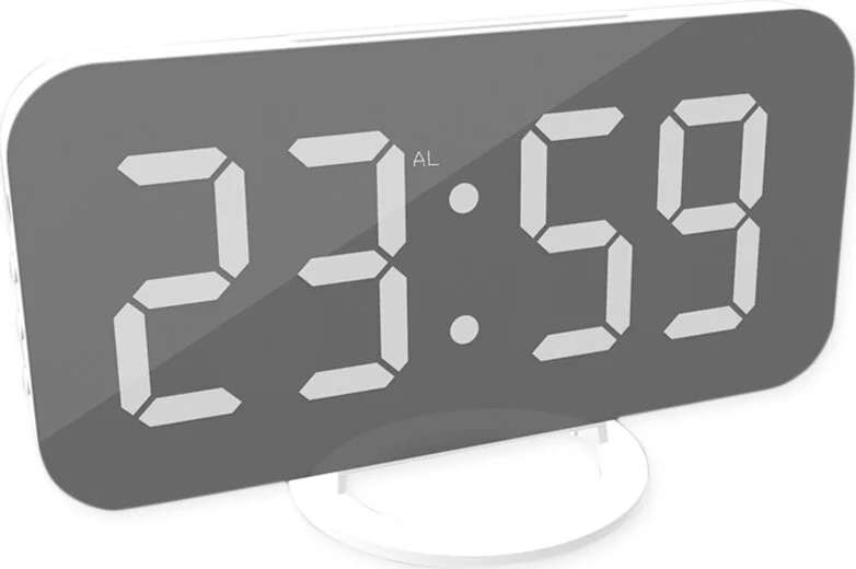 Valkyrie Mirrored LED Digital Clock 2 USB Fast Charging Alarm Desk Clock