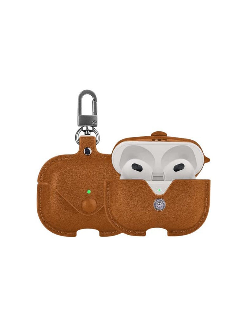 YOMNA - YOMNA Protective Leather Case Compatible with AirPods Pro 2 Case, Wireless Charging Case Headphones EarPods, Soft Leather Cover with Carabiner Clip (Brown/Black) - (Set of 2) - Image 1