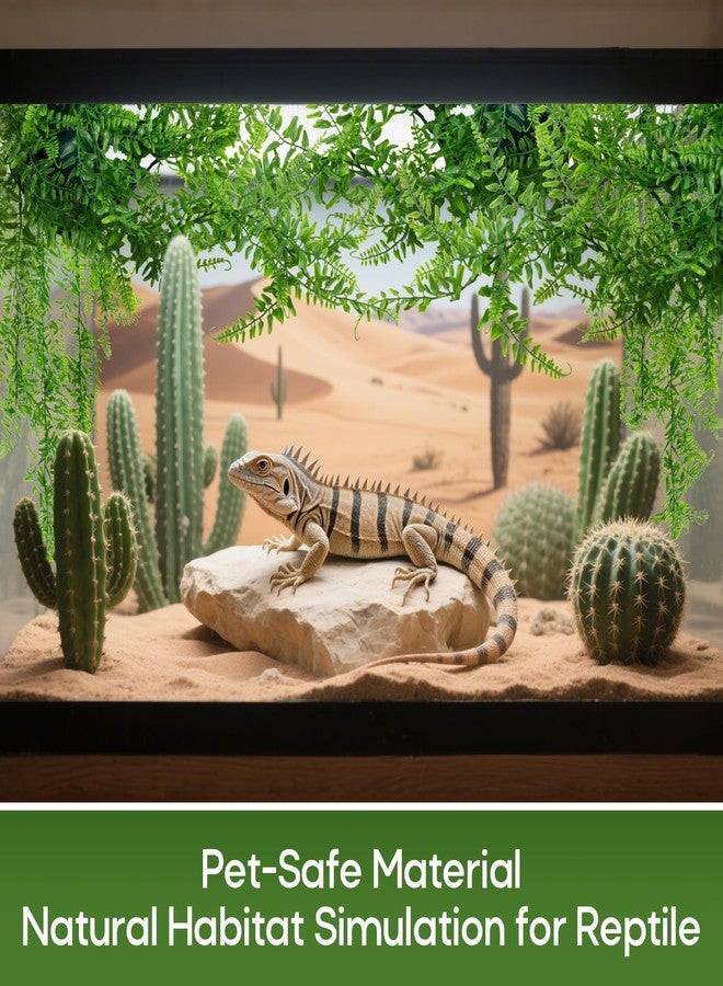 RAINFLOW 3PCS Reptile Plants for Terrarium - Fake Hanging Terrarium Plants, Artificial Boston Fern for Bearded Dragon Snake Geckos Hermit Crab Lizard Chameleon Turtle Reptile Decor(L30 xW5.1) - Image 5