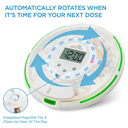 Live Fine Automatic Pill Dispenser with 28-Day Electronic Medication Organizer, 6 Dosage Templates, Easy-Read LCD Display, Sound & Light Alerts & Key for Prescriptions, Vitamins, Supplements & More - Image 3