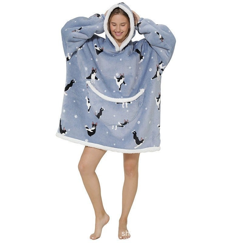 2025 Shu Cotton Velvet Warm Clothes Adult Lazy Clothes Couple Home Clothes Cow Tv Blanket Warm Sweatshirt - Image 3