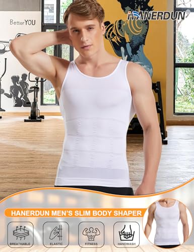 Hanerdun Mens Slimming Body Shaper Vests Undershirt Abs Abdomen Slim,White,XX-Large - Image 2