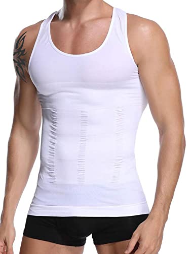 Hanerdun Mens Slimming Body Shaper Vests Undershirt Abs Abdomen Slim,White,XX-Large - Image 1