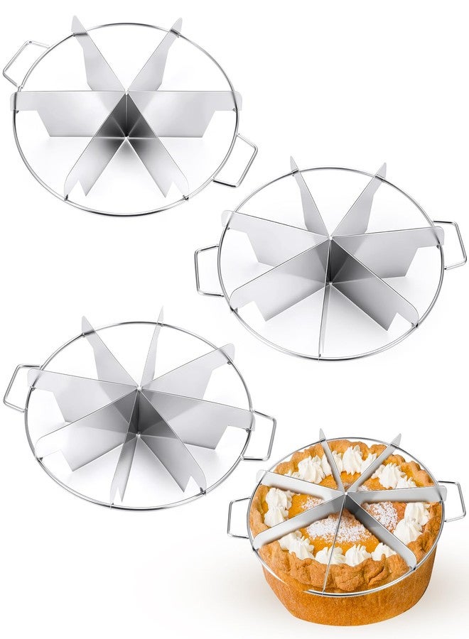 Ziliny 3 Pieces 8-cut, 7-cut and 6-cut Pie Cutter 10.6 Inches Diameter Stainless Steel Pie Slicer Rust Proof Cake Divider with Side Handle Pie Cutter Press for Commercial Home - Image 1