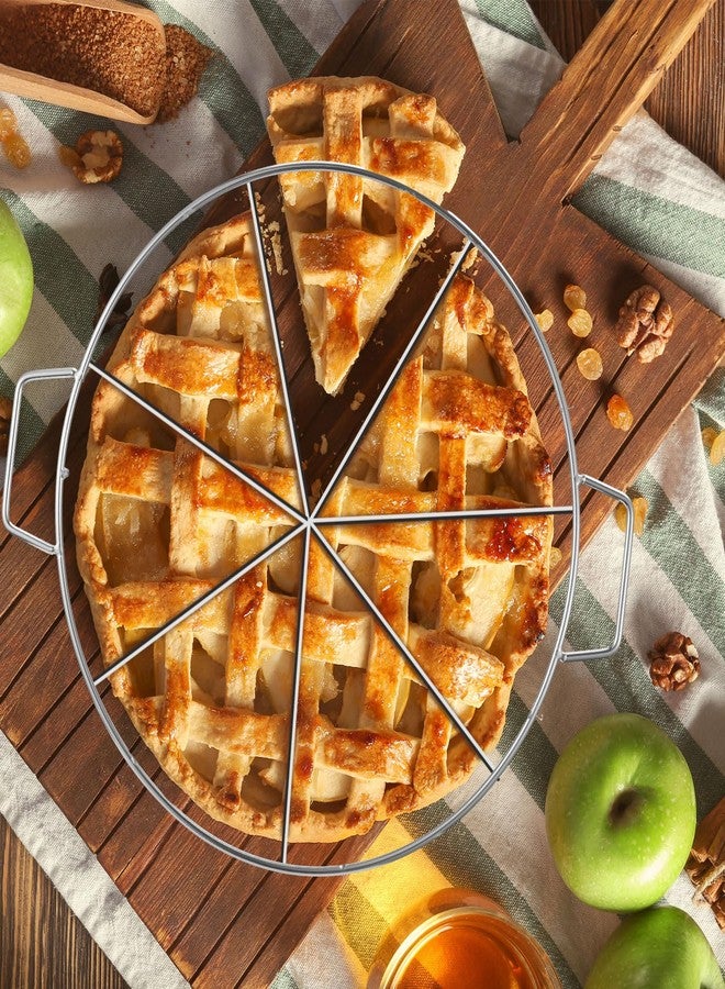 Ziliny 3 Pieces 8-cut, 7-cut and 6-cut Pie Cutter 10.6 Inches Diameter Stainless Steel Pie Slicer Rust Proof Cake Divider with Side Handle Pie Cutter Press for Commercial Home - Image 5