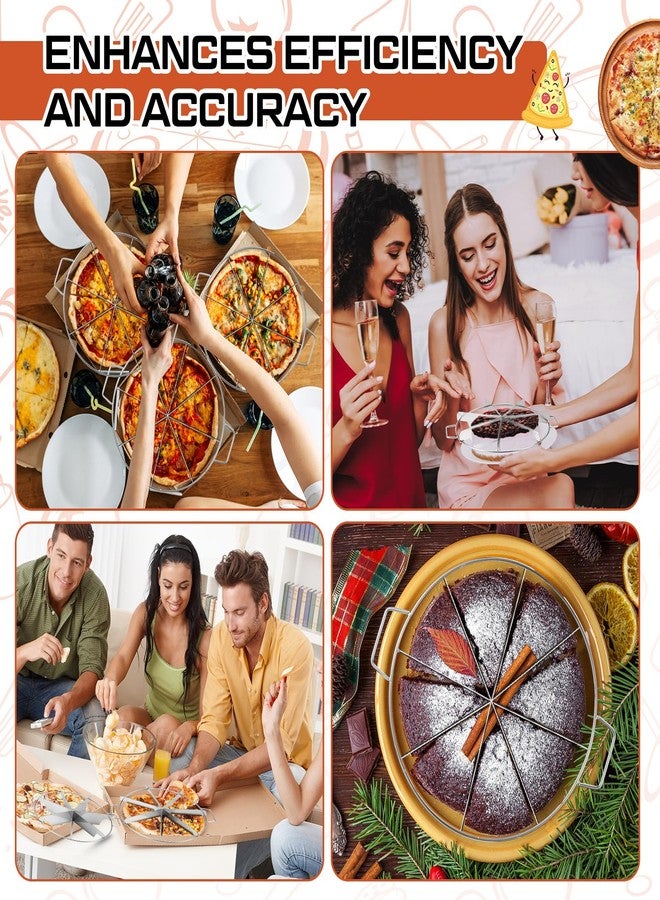Ziliny 3 Pieces 8-cut, 7-cut and 6-cut Pie Cutter 10.6 Inches Diameter Stainless Steel Pie Slicer Rust Proof Cake Divider with Side Handle Pie Cutter Press for Commercial Home - Image 4