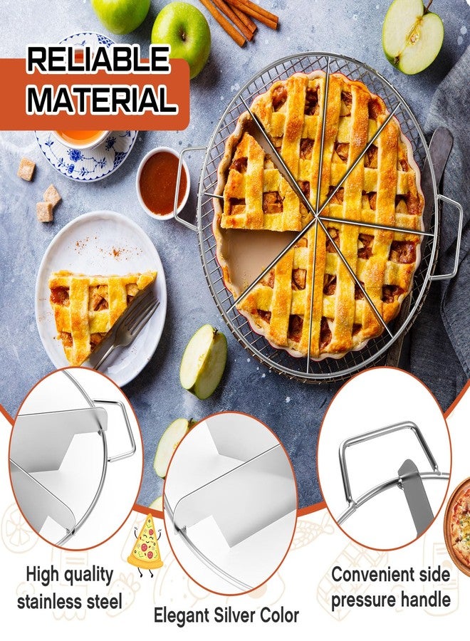 Ziliny 3 Pieces 8-cut, 7-cut and 6-cut Pie Cutter 10.6 Inches Diameter Stainless Steel Pie Slicer Rust Proof Cake Divider with Side Handle Pie Cutter Press for Commercial Home - Image 3
