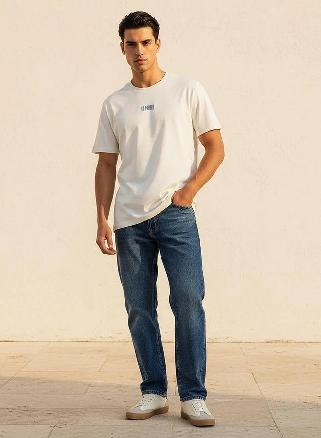 Lee Cooper WHITE Lee Cooper Regular Fit Crew Neck Short Sleeves Logo Print T-shirt for Men | Best Price UAE