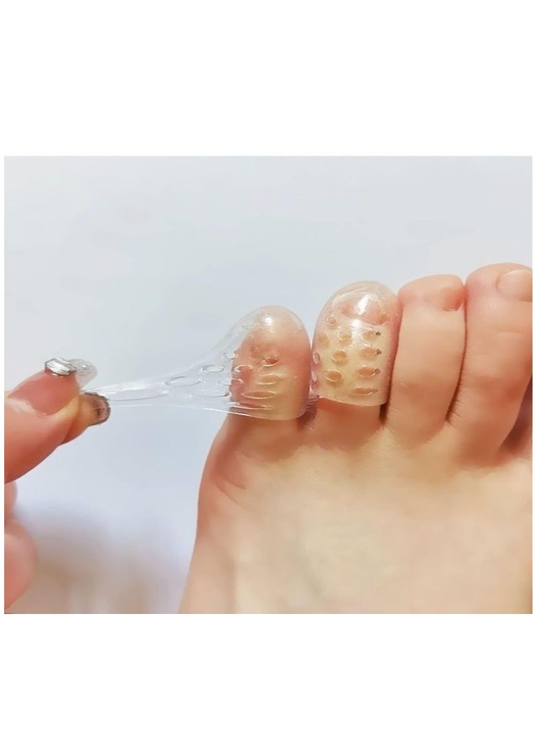 OASIS-TH 10 Pcs Silicone Anti-Friction Toe Protector, Breathable Gel Toe Sleeves Toe Protectors, Little Toe Cover Used for Ingrown Toenails, Corns, Calluses, Blisters and Pain Relief - Transparent - Image 2