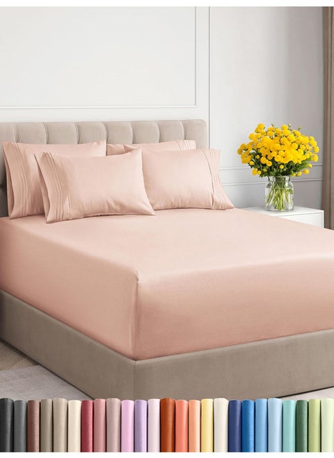 Signoola Fitted Sheet Set Of 4 Pieces - Comfy Breathable & Cooling Sheets - Hotel Luxury Bed Sheets ( 180 x 240 cm )  - Deep Pockets, Easy-Fit, Extra Soft - Kashmir