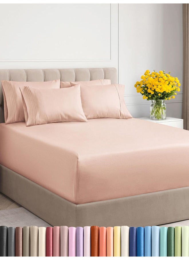 SIGNOOLA - Signoola Fitted Sheet Set Of 4 Pieces - Comfy Breathable & Cooling Sheets - Hotel Luxury Bed Sheets ( 180 x 240 cm )  - Deep Pockets, Easy-Fit, Extra Soft - Kashmir - Image 1