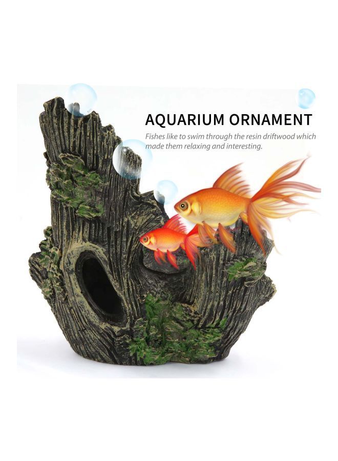 NIBEMINENT Wood Trunk Themed Aquarium Ornament Beige/Black/Green 16x7x15cm - Image 4