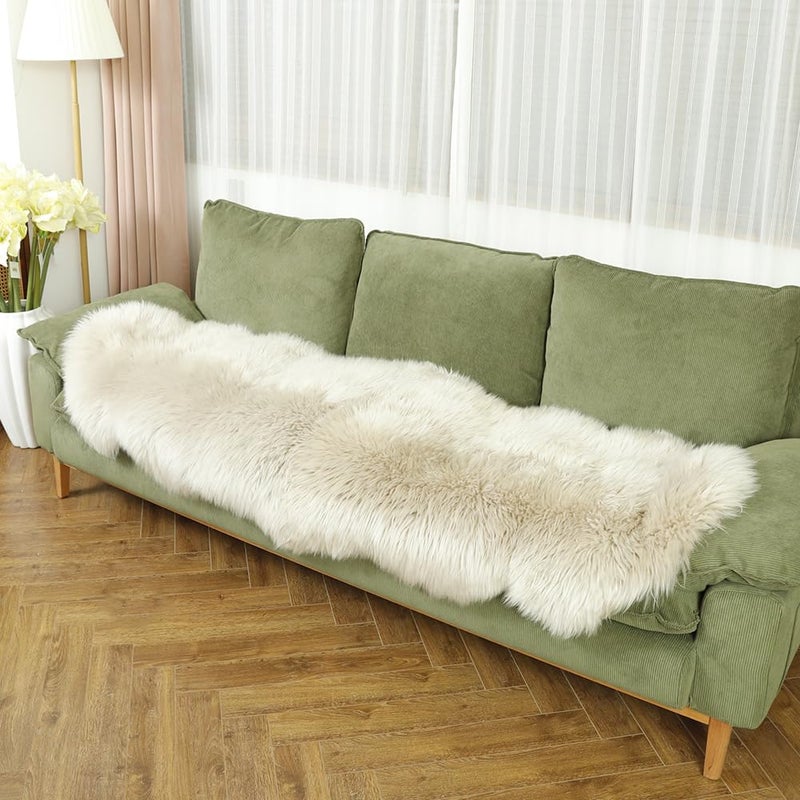 LLB Genuine Sheepskin Area Rug Wool Rug Fur Carpet Fluffy Shaggy Fur Rug for Living Room Kids Bedroom Real Sheepskin Throw Lambskin Rugs Sofa Mat Chair Seat Covers (Cream Brown, 2 x 6 ft Sheepskin) - Image 4