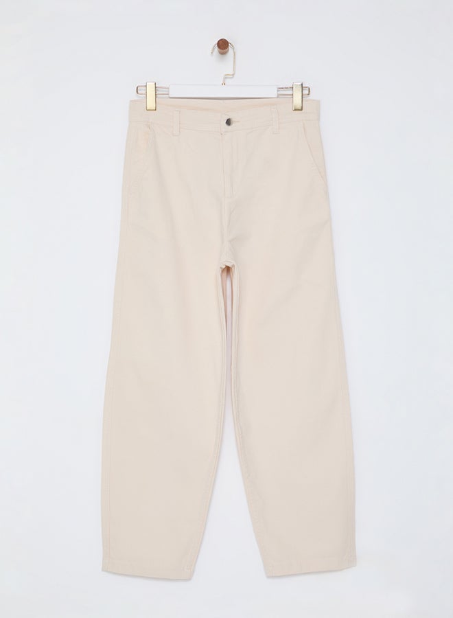 trendyol Limited Edition Stone Unisex Balloon Fit Woven Gabardine Cotton Trousers TMNAW25PL00011  - Image 2