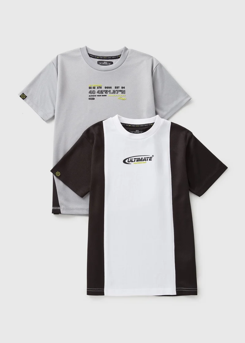 Matalan 2 Pack Boys Black Sports T-Shirt