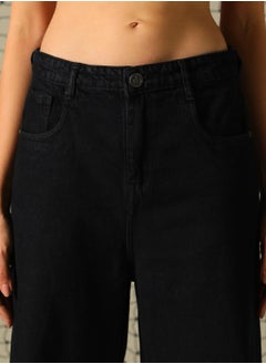 Hubberholme Women's Black 100% Cotton Distressed Full Length Baggy Fit Jeans  - Image 4
