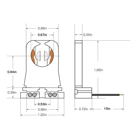 JACKYLED Non-Shunted Turn-Type T8 Lamp Holder UL Socket Tombstone with 10 inches Wires Attached for LED Fluorescent Tube Replacements 18-Pack - Image 4