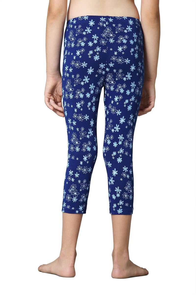 Van Heusen Girls Capri Pants - Power Plus Cotton Spandex - High Rise, Ultra Soft, Durable_56303_Blue Bloom AOP_5-6 Years - Image 4