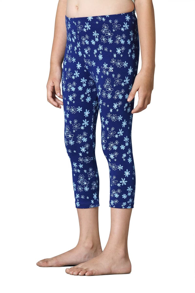 Van Heusen Girls Capri Pants - Power Plus Cotton Spandex - High Rise, Ultra Soft, Durable_56303_Blue Bloom AOP_5-6 Years - Image 3