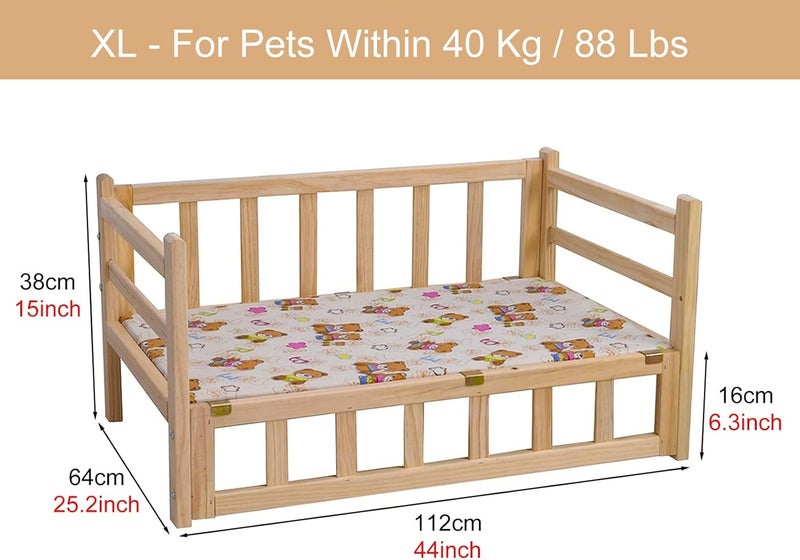 Pet Bed Wooden Raised Dog Cot with Washable Mattress/Pillow, Indoor Outdoor Elevated Pets Bed for Small, Medium, Large, Older Dogs, Easy Assemble (Color : Style4, Size : M-74x49x38cm/29x - Image 3
