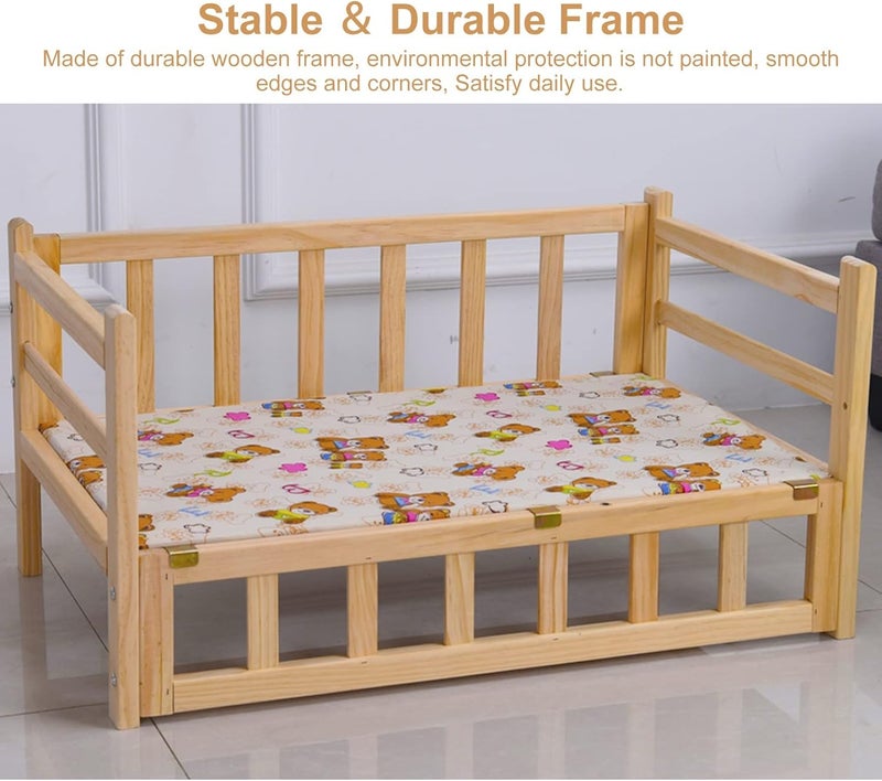 Pet Bed Wooden Raised Dog Cot with Washable Mattress/Pillow, Indoor Outdoor Elevated Pets Bed for Small, Medium, Large, Older Dogs, Easy Assemble (Color : Style4, Size : M-74x49x38cm/29x - Image 4