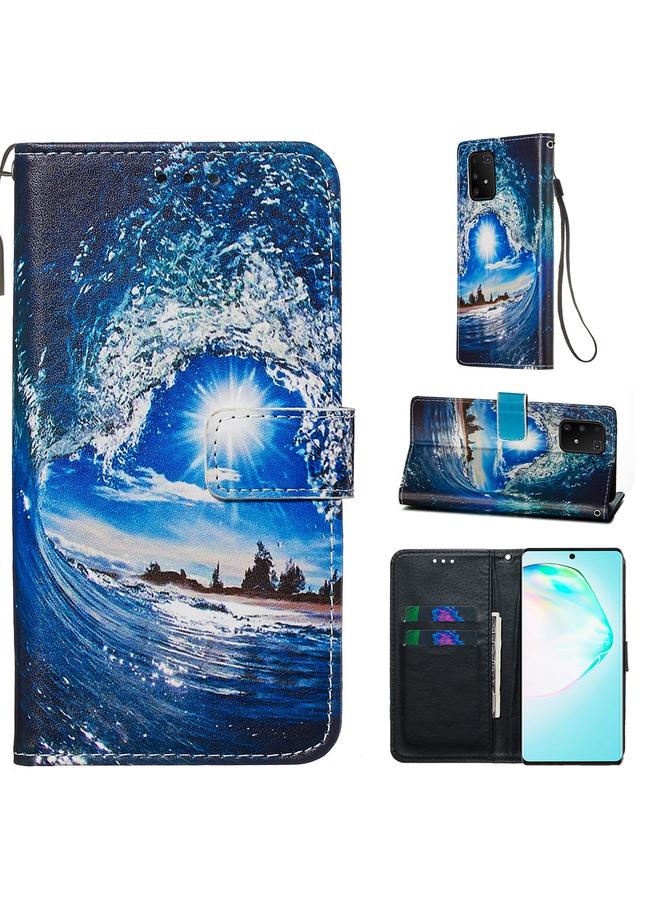 Zaboon Case For Galaxy M80s Colored Drawing Pattern Plain Weave Horizontal Flip Leather Case with Holder & Card Slot & Wallet&Lanyard - Image 1