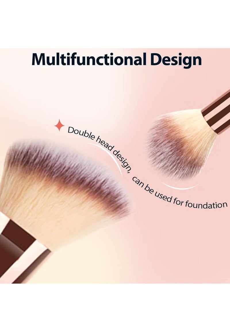 Double-Ended Foundation Makeup Brush, Angled/Round Top for Liquid, Powder  Cream Blending (Brown) - Image 3