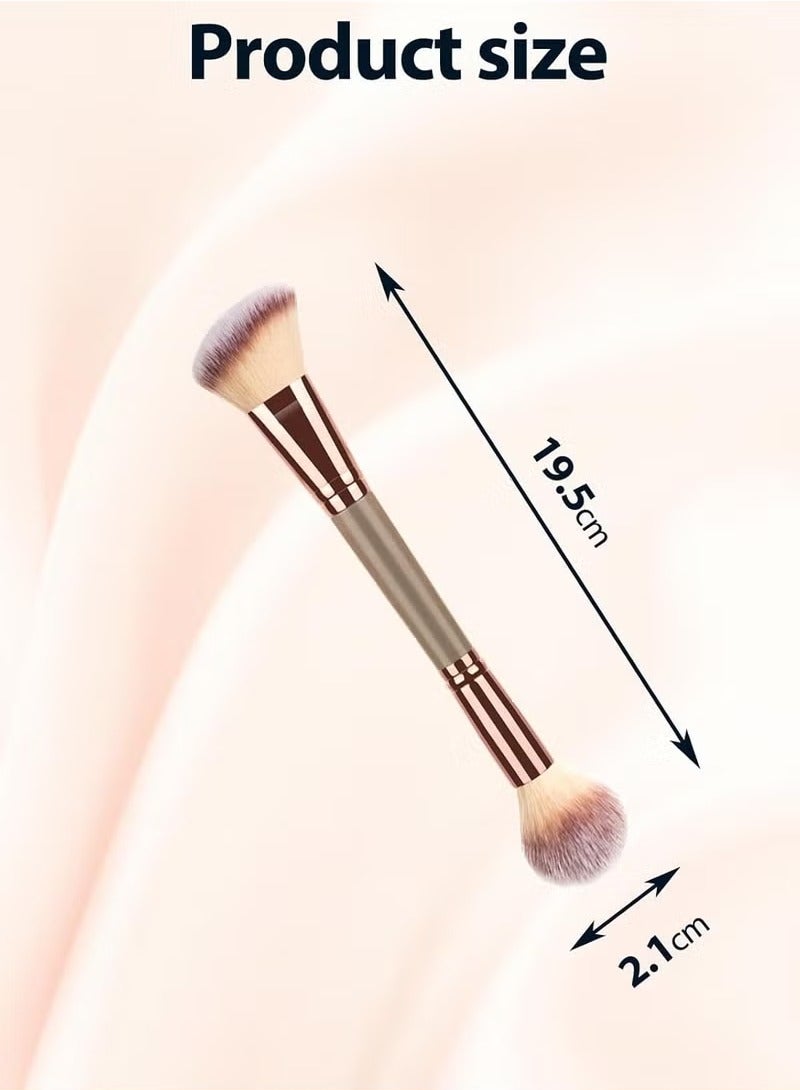 Double-Ended Foundation Makeup Brush, Angled/Round Top for Liquid, Powder  Cream Blending (Brown) - Image 4