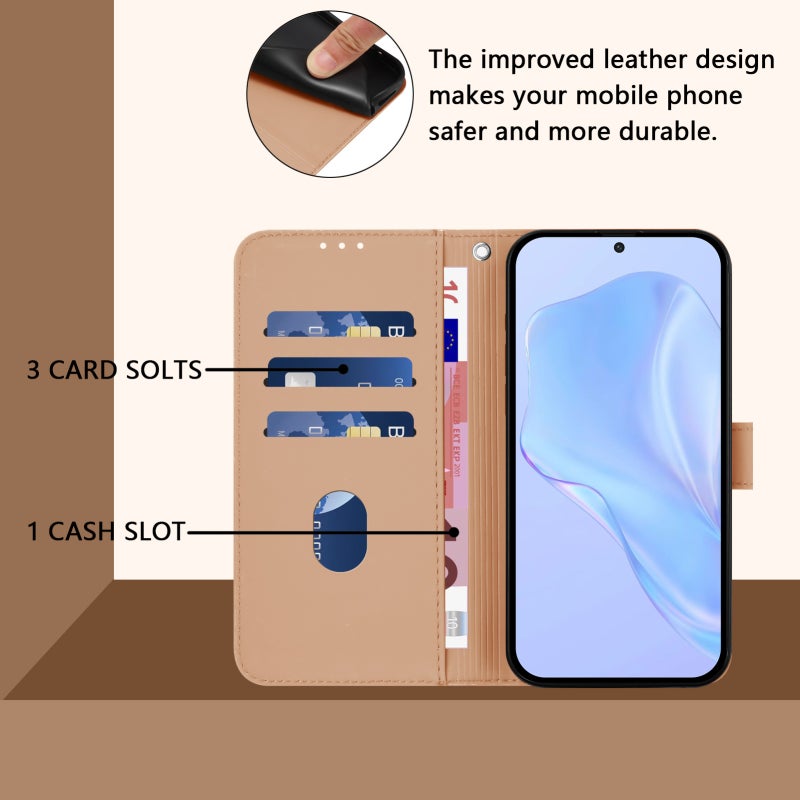 HuHa Protective Cover For Redmi Note 13 Pro 4G Global Skin Feel Solid Color Leather Phone Case with Lanyard(Nude) - Image 4