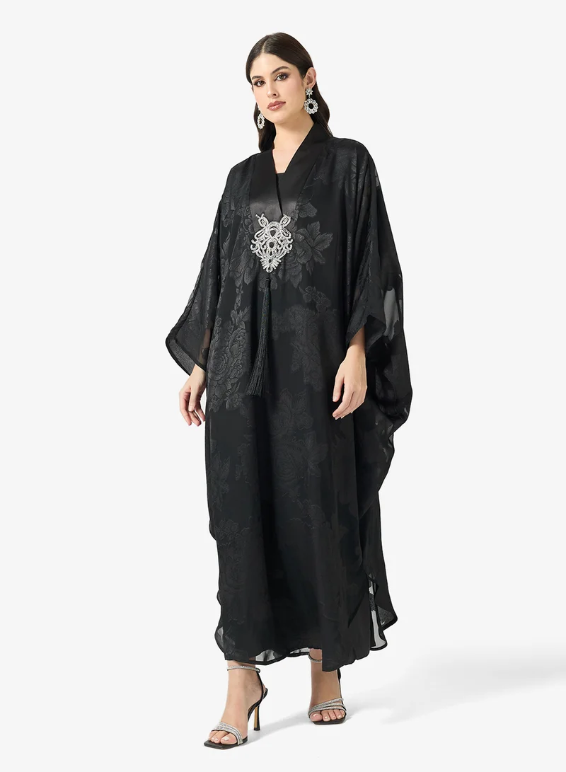 Khizana Kaftan With Sheer Sleeves
