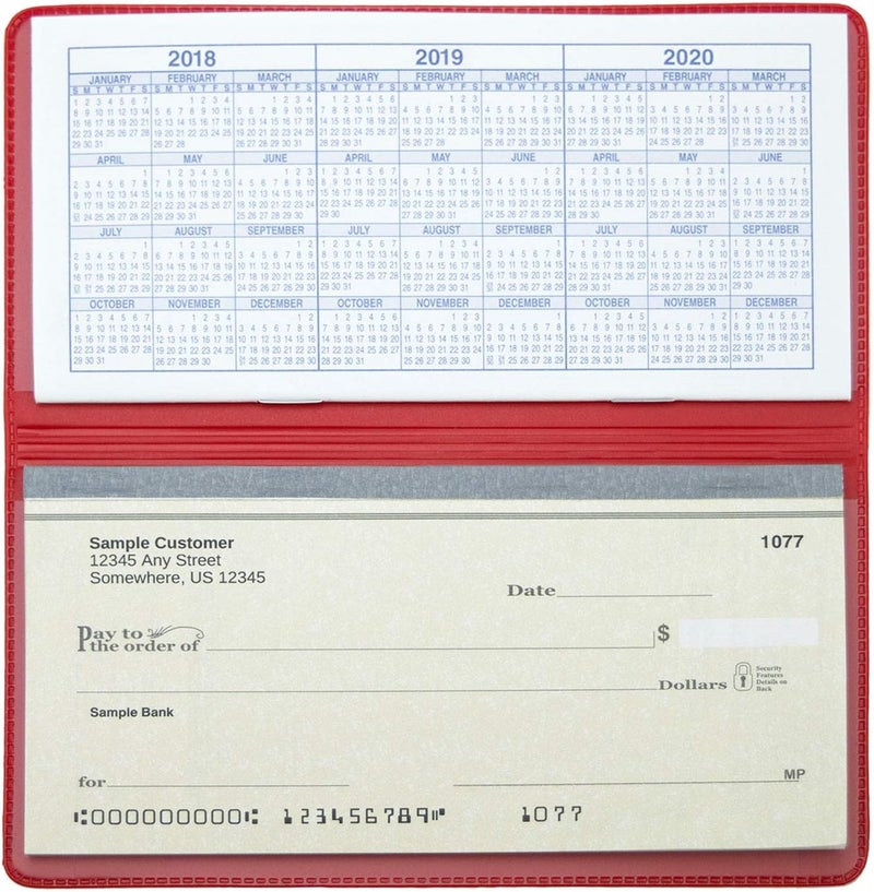 CAROUSELCHECKS Red Vinyl Checkbook Cover, Top Tear Personal Vinyl Checkbook Cover - Image 2