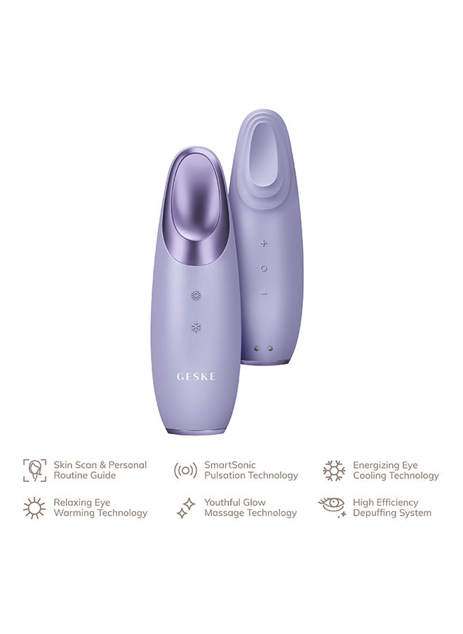 GESKE SmartAppGuided Warm & Cool Eye Energizer | 6 in 1 | Heated Eye Massager | Combat Dark Circles & Under-Eye Bags | Refresh Droopy Eyelids | Anti-Stress & Relaxation | Sonic Massaging - Purple  - Image 2