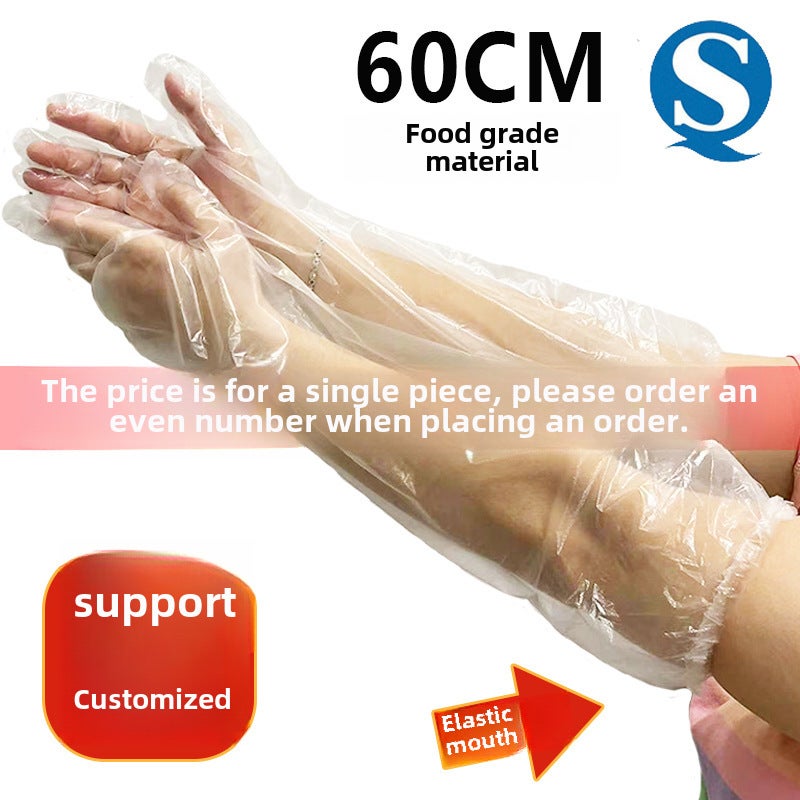Extra Long CPE Disposable Gloves for Kitchen Cleaning White 60cm household gloves/1 White 60cm household gloves/1