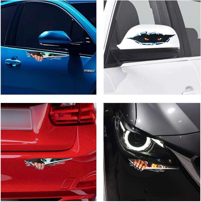 TOMALL 3pcs 3D Simulation Stereo Eyes Peeking Car Stickers Man Peeking Woman Peeking Stickers Leopard Eyes Peeking Sticker Self-Adhesive Waterproof Car Decals for Car Window Bumper Laptop Motorcycle - Image 3