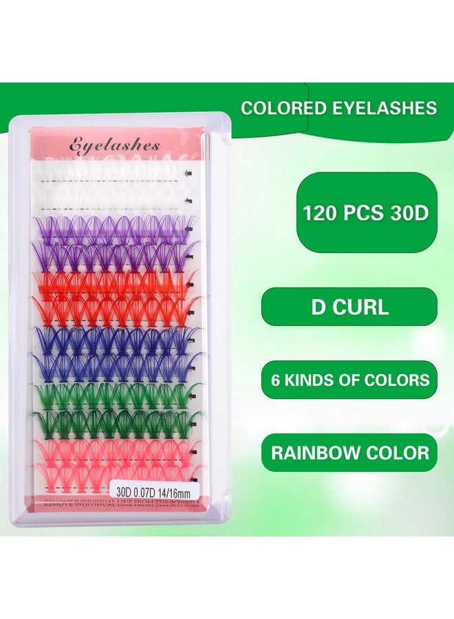 cobee Colored Lash Cluster Extensions, 120Pcs 14mm 16mm D Curl Individual Eyelash Clusters Mixed 6 Rainbow Colors Clusters Lashes for DIY Salon Home - Image 5
