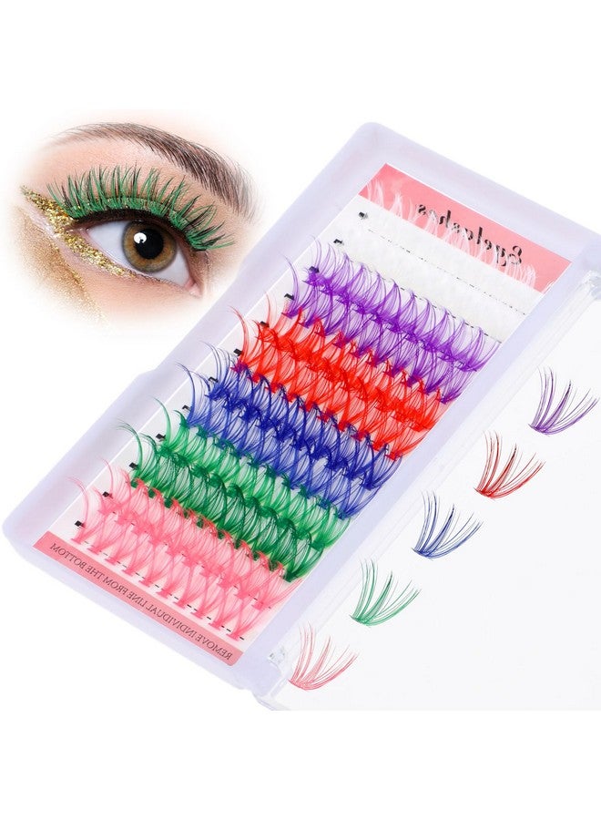 cobee Colored Lash Cluster Extensions, 120Pcs 14mm 16mm D Curl Individual Eyelash Clusters Mixed 6 Rainbow Colors Clusters Lashes for DIY Salon Home - Image 1