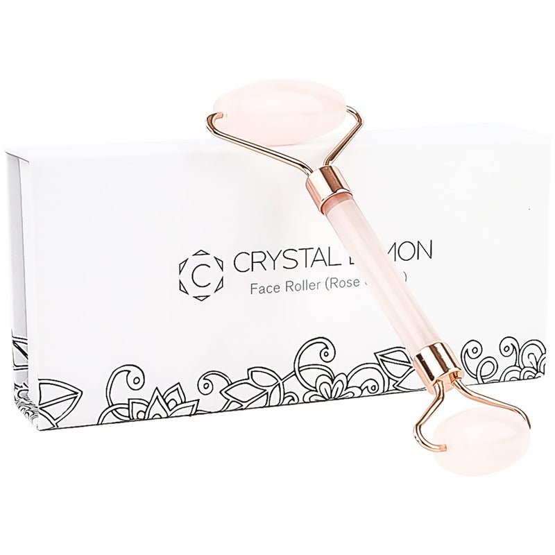 C CRYSTAL LEMON Natural Jade Roller for Face - Aging Wrinkles, Puffiness Facial Skin Massager Treatment Therapy - Premium Jade Stone, by Crystal Lemon (Rose Quartz) - Image 1