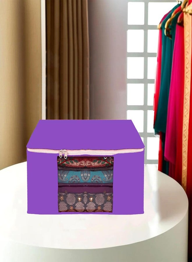 SHAPING FABRIC طقم غطاء ساري من قماش التشكيل، قطعة واحدة، منظم ملابس من قماش غير منسوج للخزانة مع نافذة شفافة وحقيبة تخزين ملابس بسحاب مزدوج، غطاء ملابس SF_XL_SC_CC_XPID1598426731598440 - Image 1